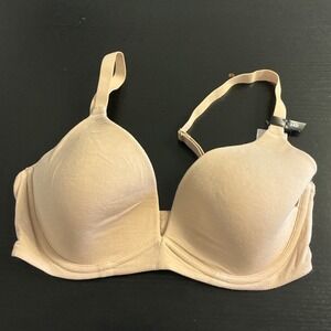 DKNY Table Tops Modal Plunge Bra Nude Beige 34D DK7389 Underwire T-Shirt Bra